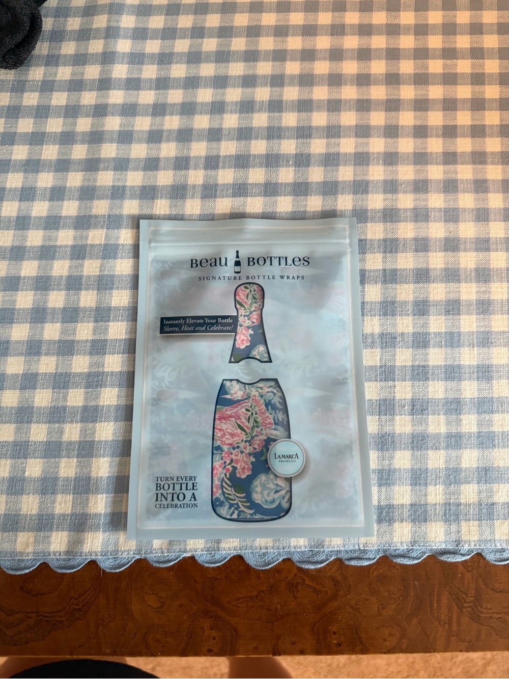 Floral Bottle Wrap in Blue and Pink